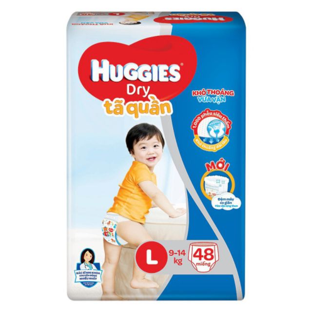 Tã quần Huggies dry M54 L48 XL42 XXL42 .HSD luôn mới.giá 240