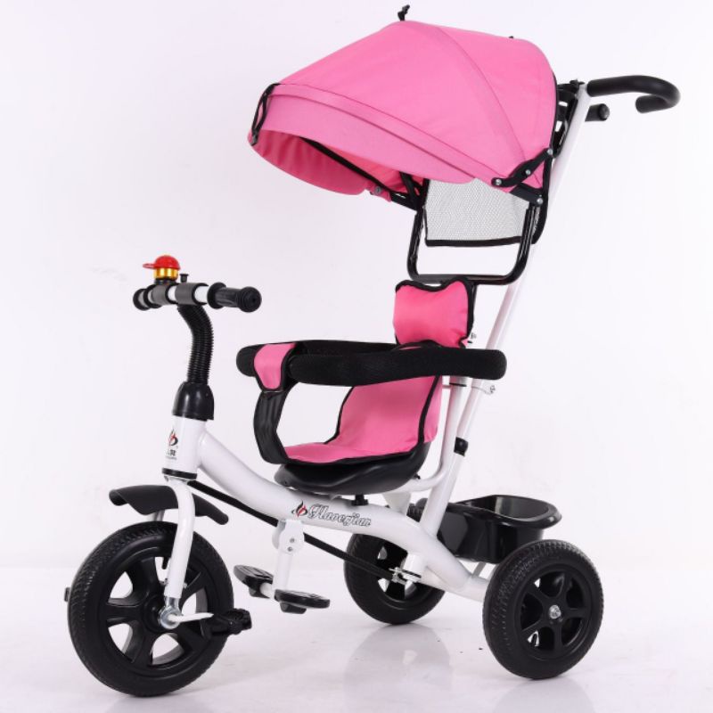 Xe đẩy cho bé 3 bánh 3 in 1, có mái che, vòng đai an toàn, có bàn đạp