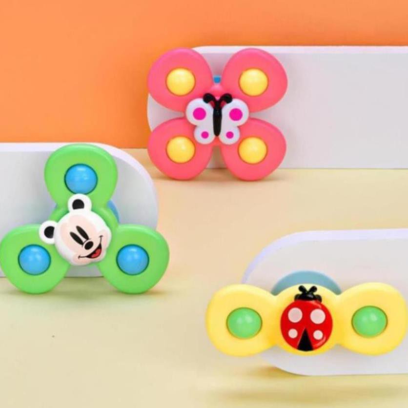 Set 3 đồ chơi con quay spinner hình côn trùng vui nhộn cho bé, bộ 3 chong chóng dính tường cho bé.