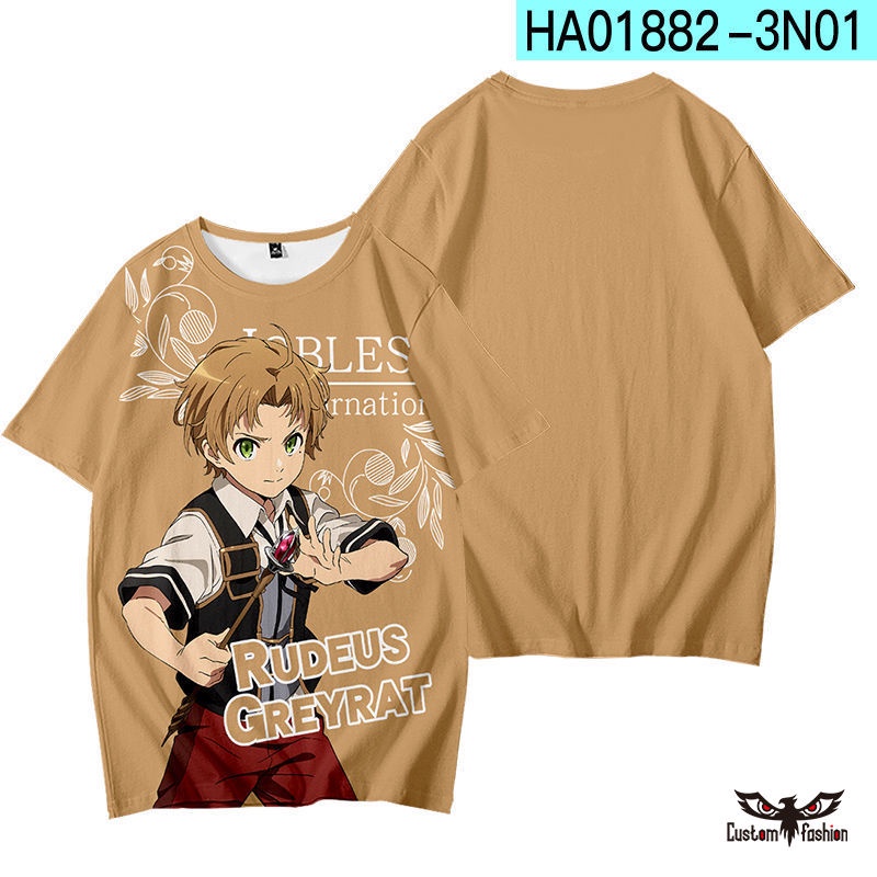 Áo Thun Tay Ngắn In Hình 3D Anime Jobless Reincarnation Rudeus Eris Greyrat Sylphiette Roxy Migurdia Thời Trang Unisex