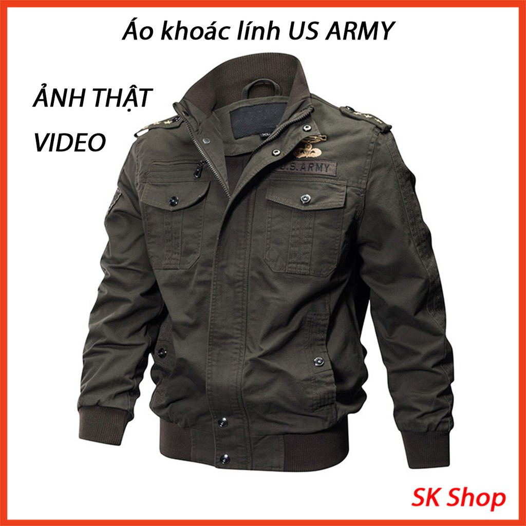 Áo khoác US ARMY [ảnh thật] chất liệu dáng jeans thời trang siêu dày dặn , Áo khoác lính kaki