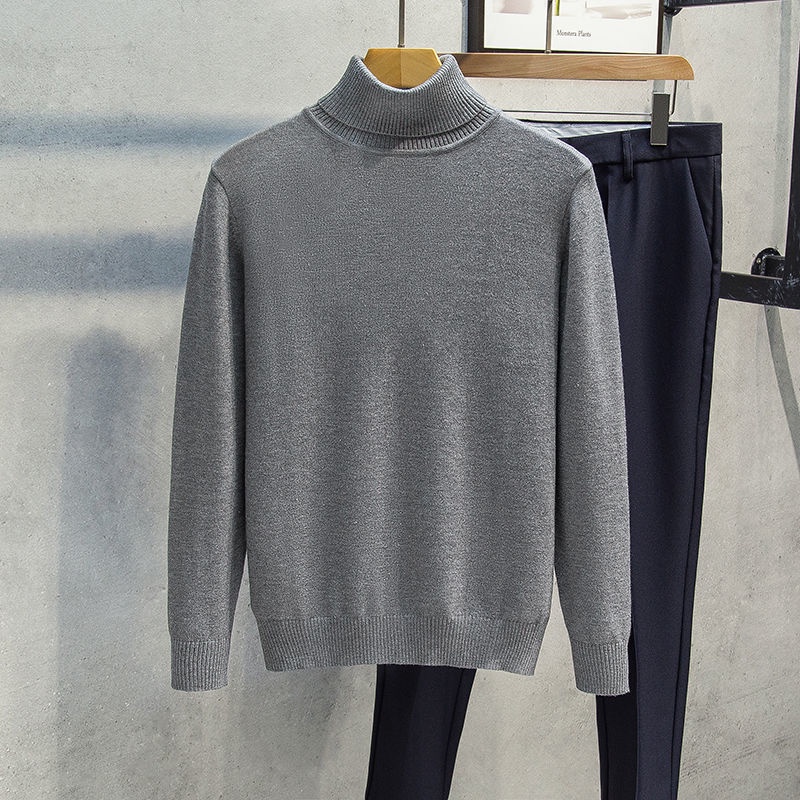 Men's high-neck autumn and winter new sweater, with a thick solid color knitted bottoming shirt