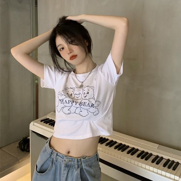 Áo Thun Tay Dài Dáng Ngắn Giả Hai Lớp Phong Cách Hàn Quốc Mới 2022 Cho Nữ