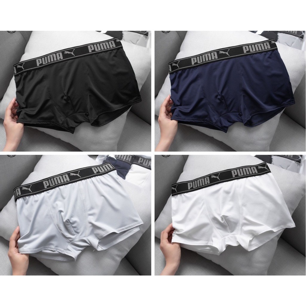 Quần lót nam, quần boxer họa tiết in chữ chất thun lạnh mềm mịn siêu mát thấm hút mồ hôi phong cách nam tính - PU.MA