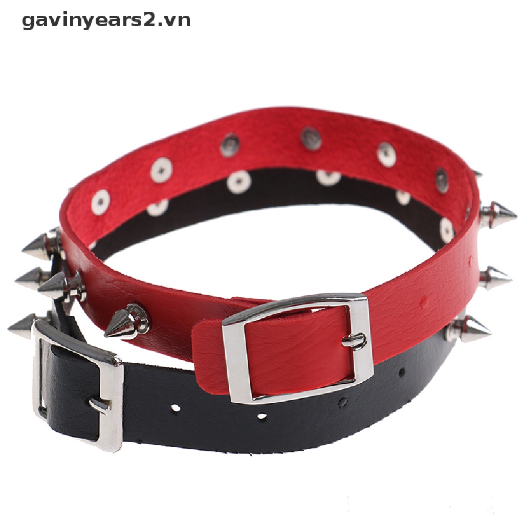 Set 2 Vòng Cổ choker Da Đính Đinh Tán Hình Trái Tim Phong Cách gothic punk Dành Cho Nam Và Nữ