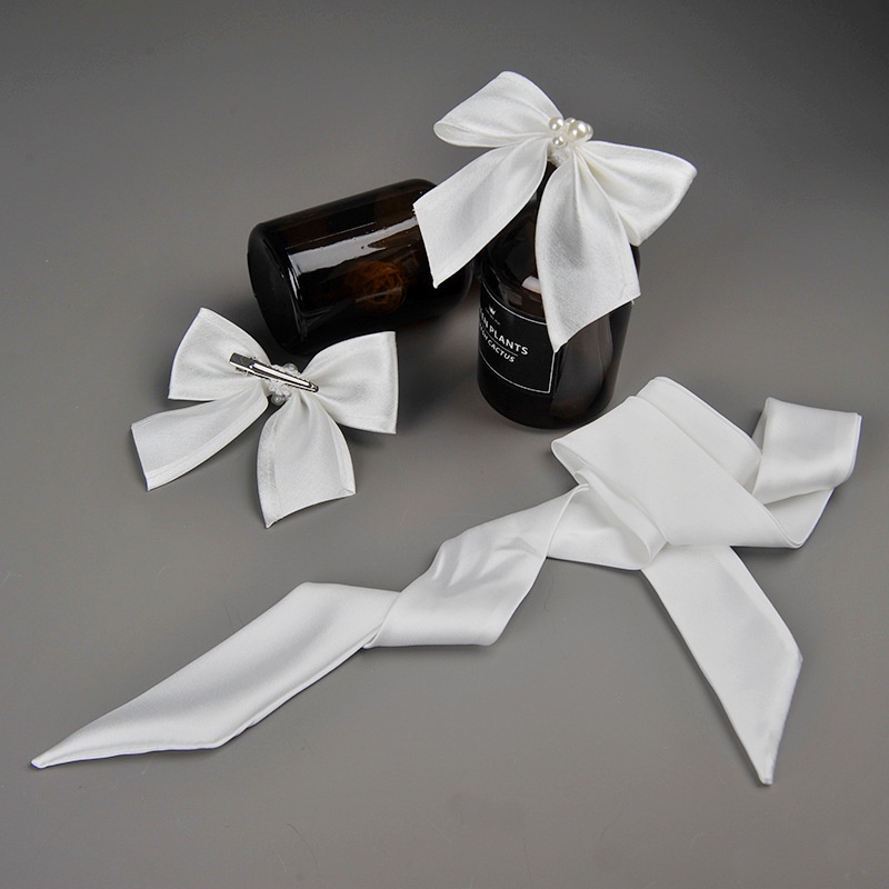 Kẹp Tóc Nơ Satin Phong Cách Tối Giản Cho Cô Dâu