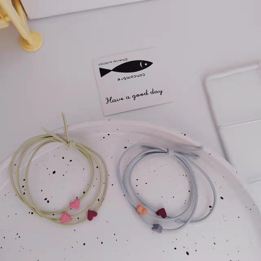 DÂY CỘT TÓC TRÁI TIM NHIỀU MÀU SẮC NHỎ XINH PHONG CÁCH HÀN QUỐC