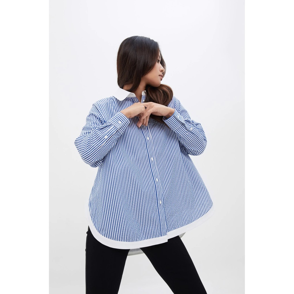 TheBlueTshirt - Áo sơ mi phom rộng nữ  - Modern Arc Oversized Shirt