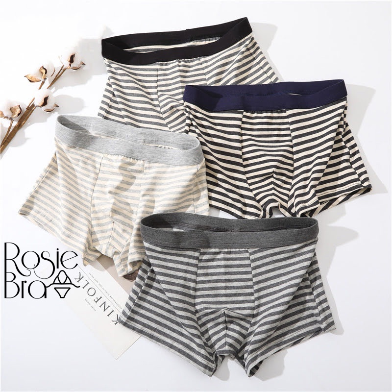 Sịp Đùi- Quần Lót Nam Boxer Cotton Sọc Ngang Phong Cách Nhật Bản Thanh Lịch K141