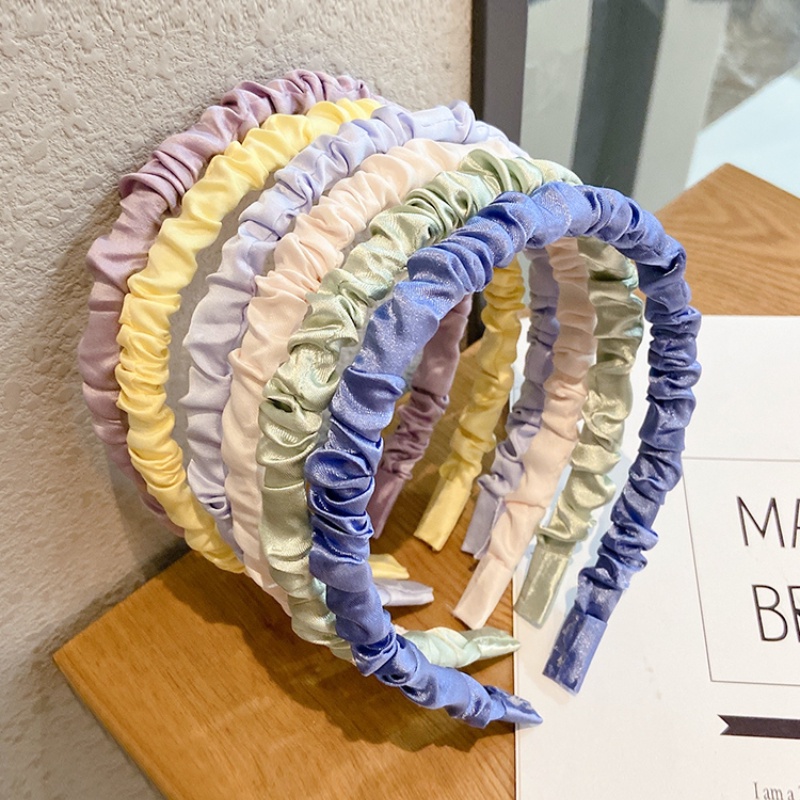 Băng Đô Cài Tóc Bằng Lụa Satin Phối Bèo Dễ Thương Phong Cách Hàn Quốc Cho Cô Dâu