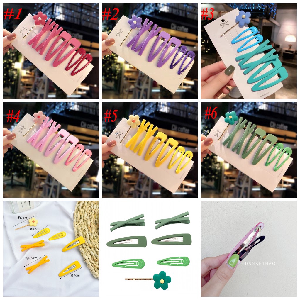 Set 7 Kẹp Tóc Hình Bông Hoa Dễ Thương Cho Bé Gái