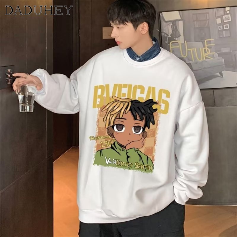 DaDuHey Men 'S Summer Trendy Ins Handsome Casual Long Sleeve T-shirt Hip Hop Style Loose Fashion Thin Top