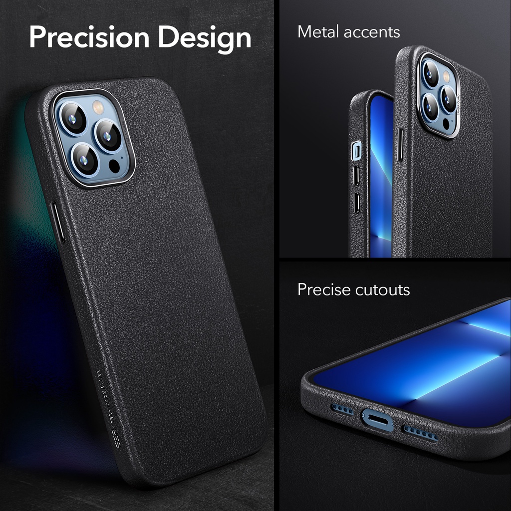 Ốp điện thoại ESR cho iPhone 13 /13 Pro Max chất liệu da thật từ tính bảo vệ toàn diện chống va đập