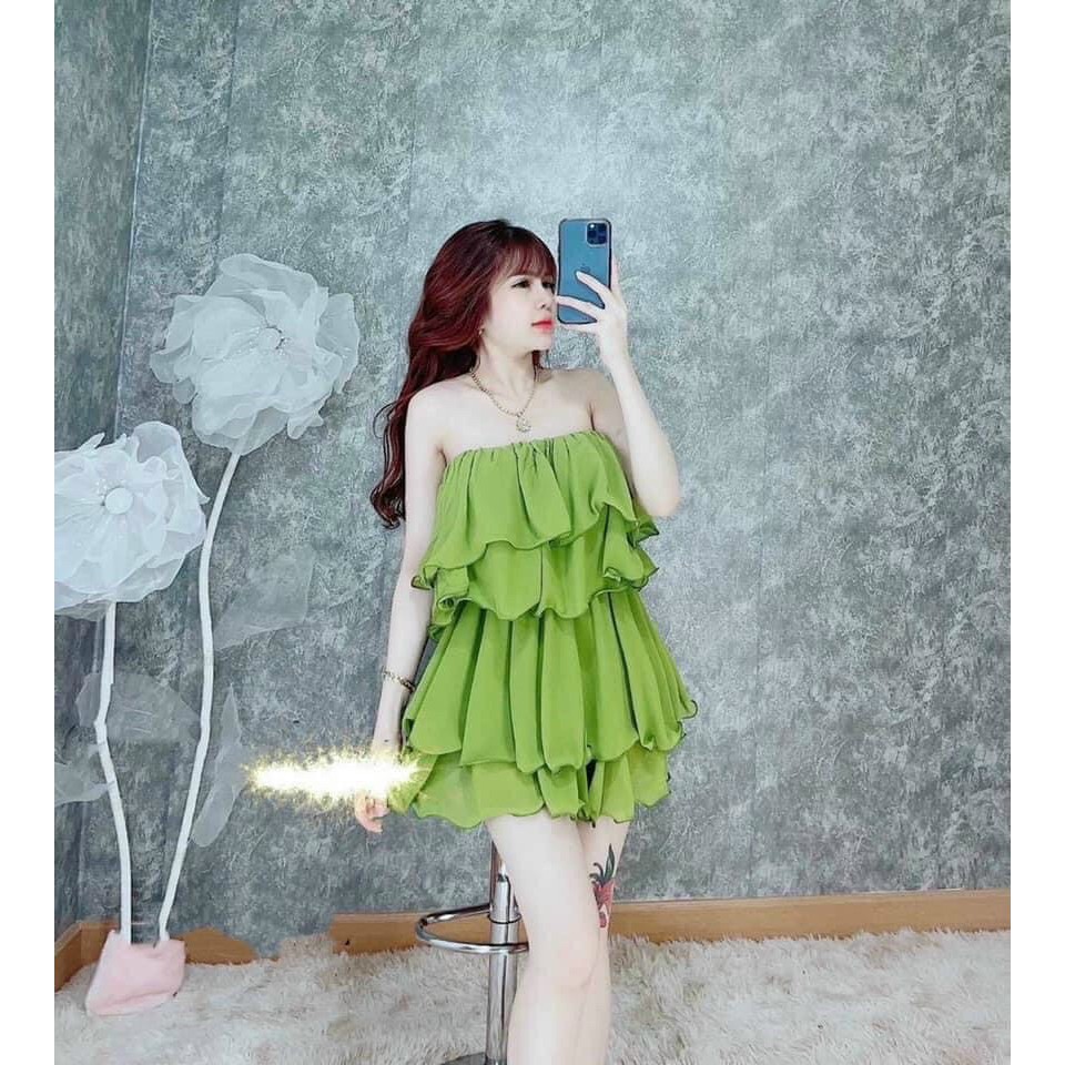 Jum ống đùi phối bèo tầng chất voan mềm mịm + clip ảnh thật