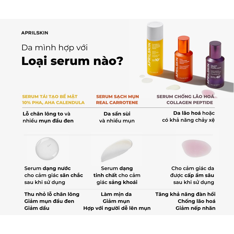 Serum dưỡng trắng da, chống lão hóa, làm giảm nếp nhăn APRILSKIN Collagen Peptide Plumping Serum 35ml