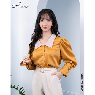 HIDRO Set áo lụa gân phối quần baggy