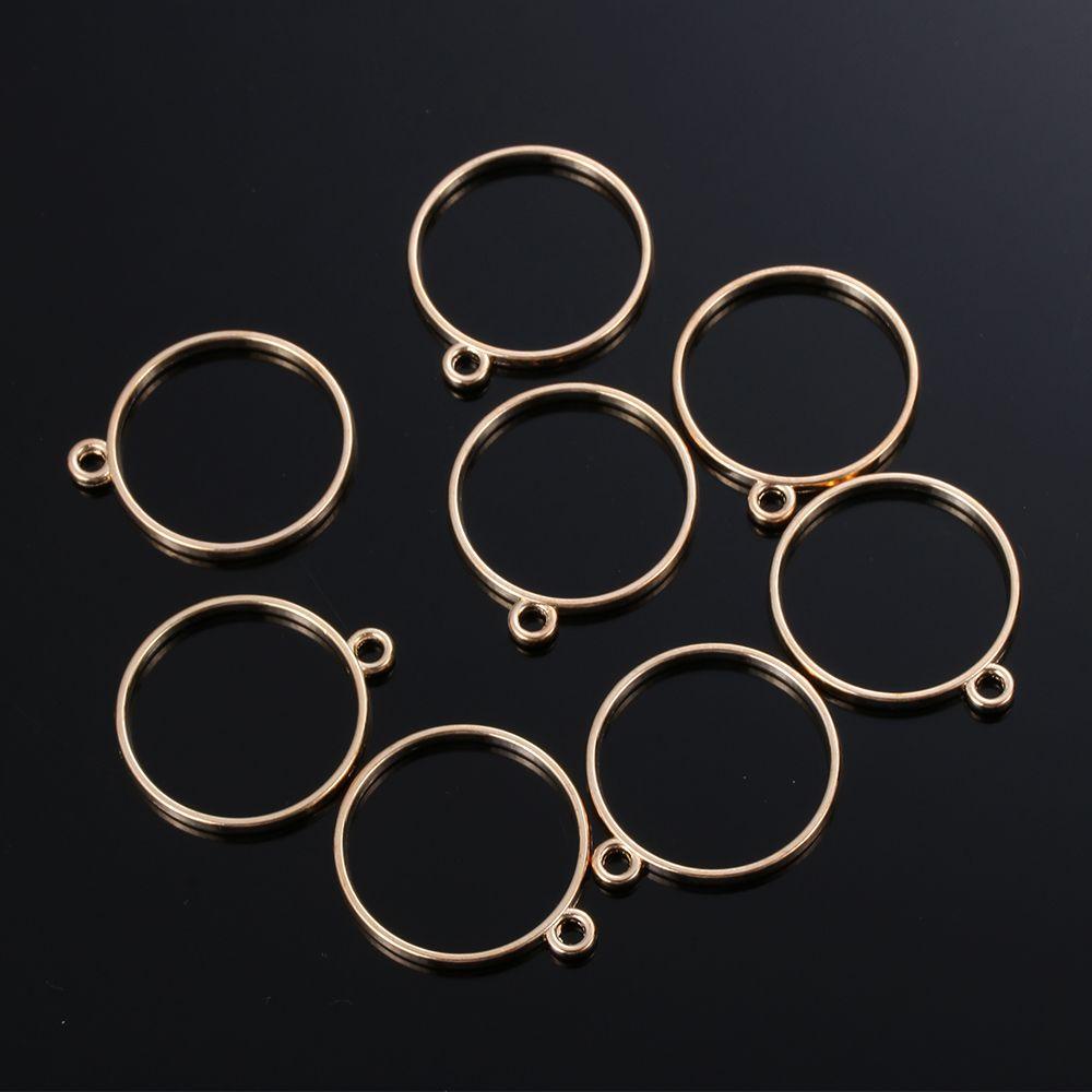 Set 8 Khung Mặt Dây Chuyền Hình Tròn / Vuông Làm Trang Sức Thủ Công Diy Mới