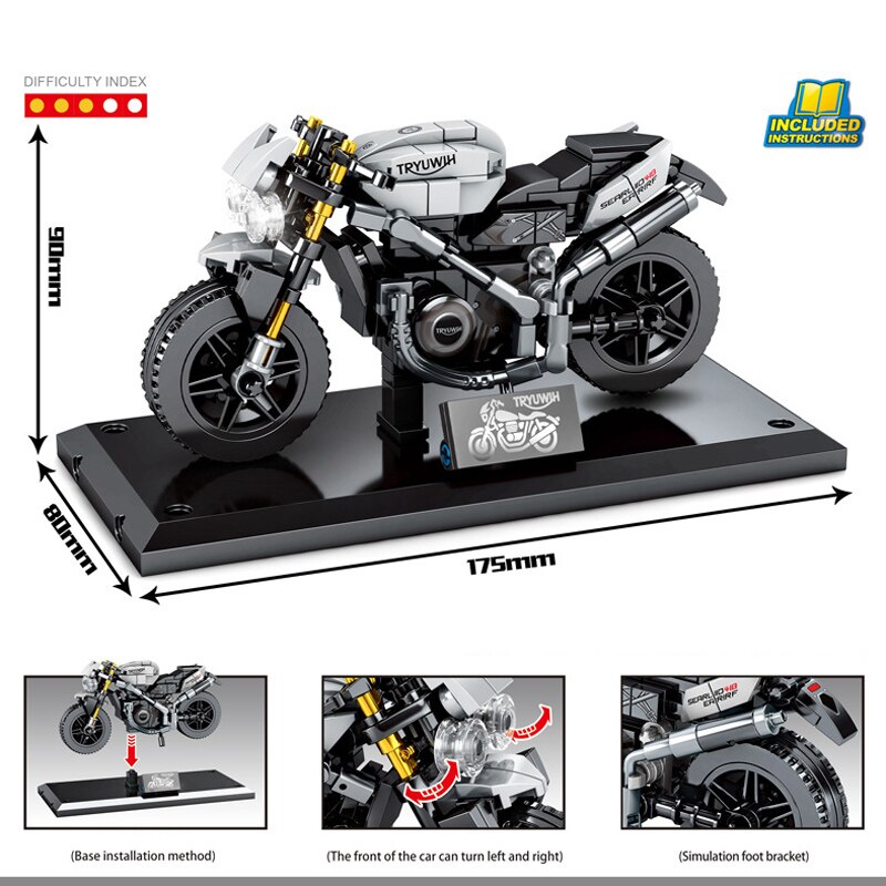 Đồ chơi Lắp ráp Mô hình Sembo 701113 Triumph frogTechnic Motorcycle Kids MOC City Speed Motorbike