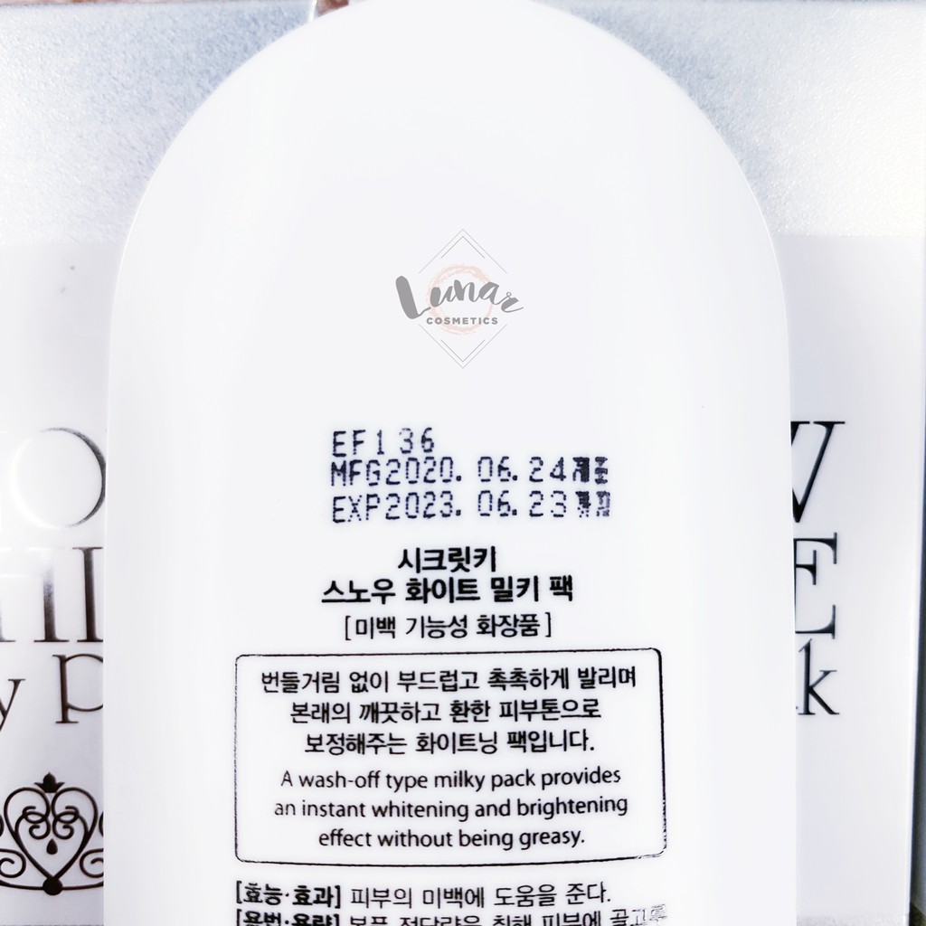 Kem Ủ Dưỡng Sáng Da Toàn Thân Secret Key Snow White Milky Pack 200ml - Make Up Body Snow White | BigBuy360 - bigbuy360.vn