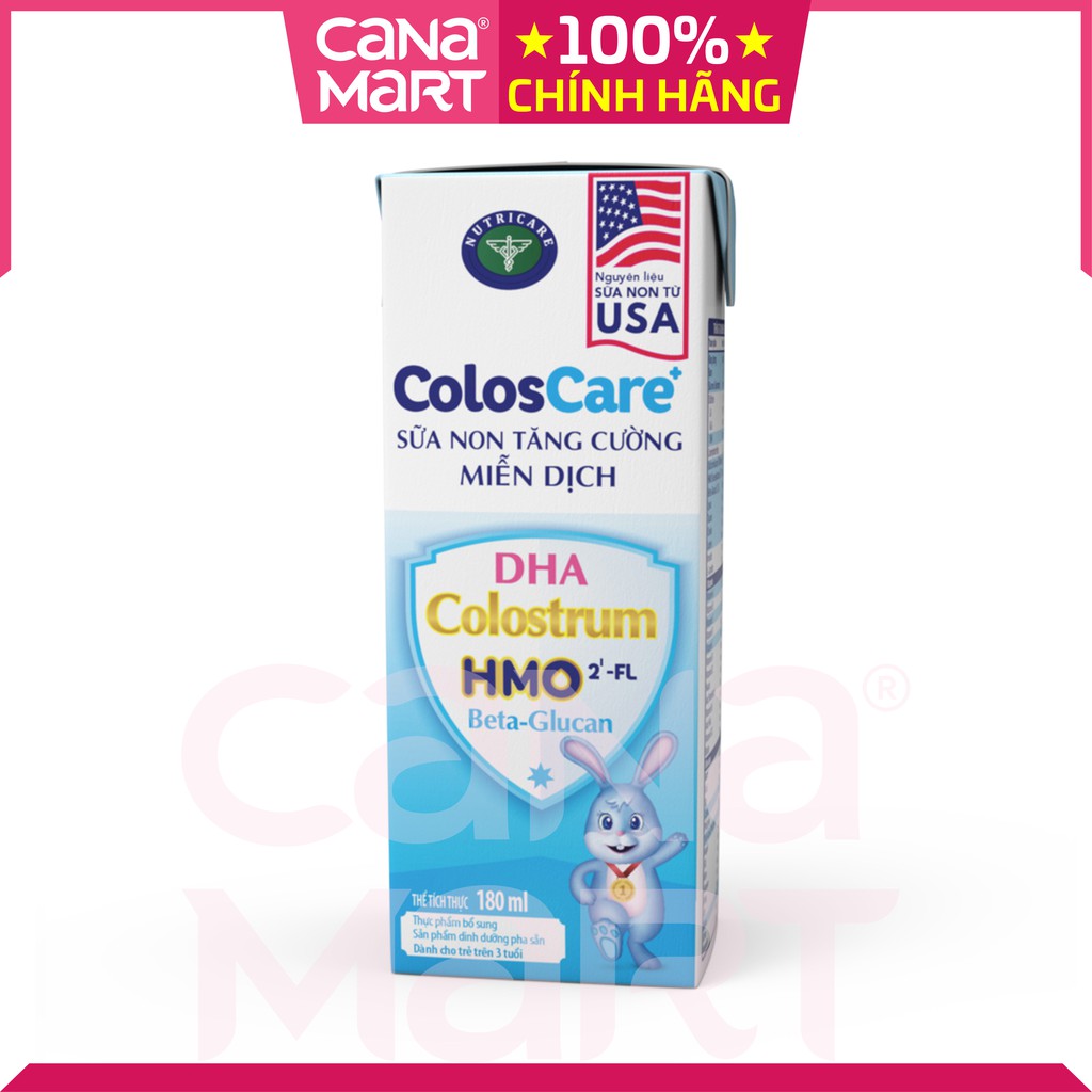 Thùng sữa nước Nutricare ColosCare giúp bé tăng cường miễn dịch, hỗ trợ tiêu hóa (48 hộp x 180ml)