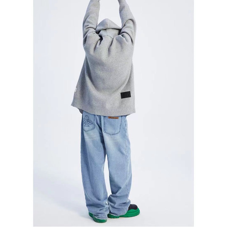 Áo Khoác Cardigan Dệt Kim Dáng Rộng Phối Hai Khóa Kéo Thời Trang Thu Đông Cho Cặp Đôi