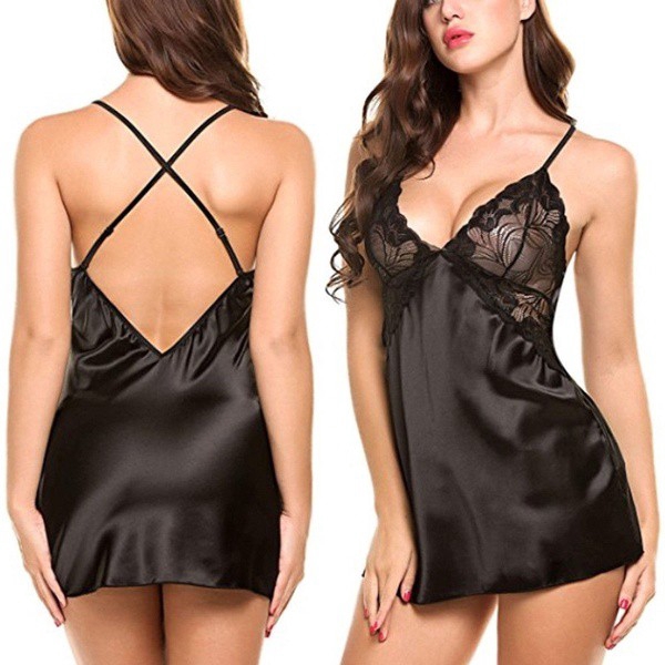 Women's Pajamas Suit Sexy Ice Silk Sleepwear Nightdress | BigBuy360 - bigbuy360.vn