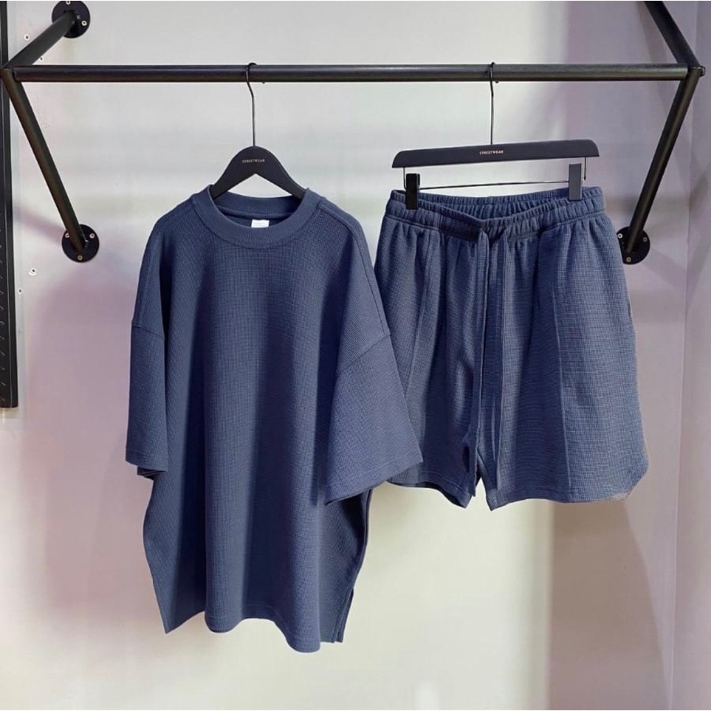 Set bộ Unisex Cotton nam nữ (quần short+áo phông) chất cotton tổ ong Hive cao cấp, quần đùi, áo unisex tay lỡ, basic