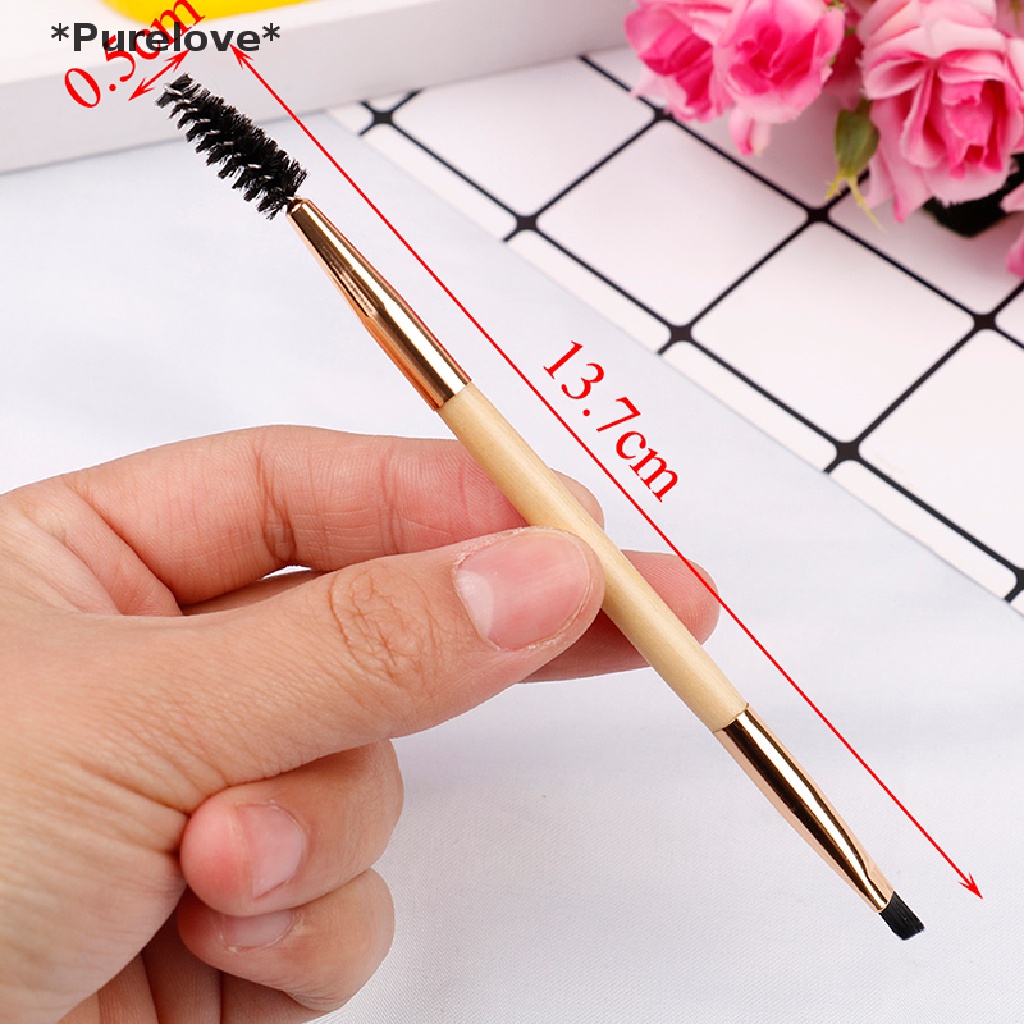 Bộ Cọ Trang Điểm Chân Mày + Lược Chải Lông Mày Tay Cầm Bằng Tre Tiện Dụng