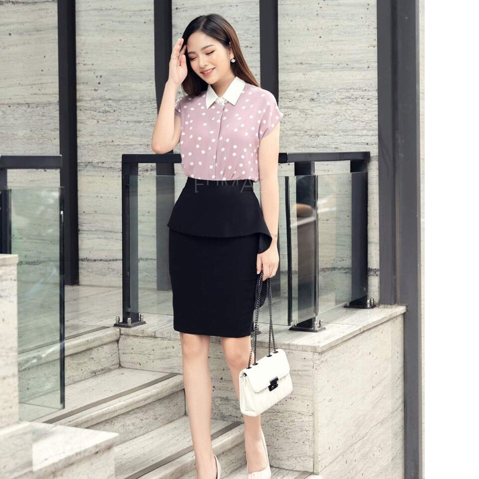 Chân váy bút chì Peplum vạt bèo phong các Hàn Quốc siêu xinh - Lady Mode