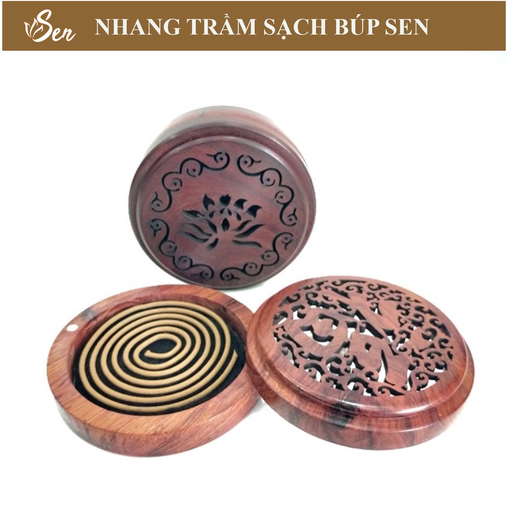 Lư xông trầm gỗ hương nhang khoanh - Nhang Trầm Sạch Búp Sen  fpx