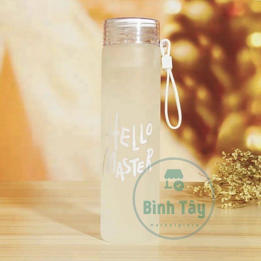 [GIÁ SỈ]  BÌNH THUỶ TINH ĐỰNG NƯỚC IN CHỮ HELLO MASTER MÀU SẮC 420ML ML-A001