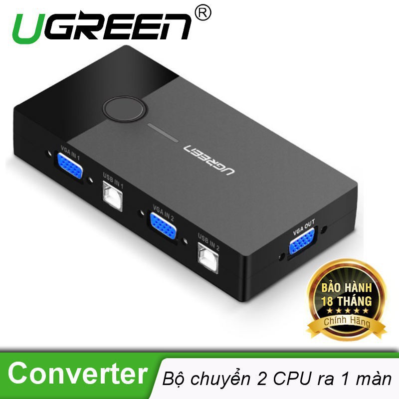 Bộ chuyển tín hiệu 2 CPU dùng 1 màng hình Ugreen 30357 Chính Hãng ( Switch KVM VGA 2 -1,KÈM 2 DÂY USB )
