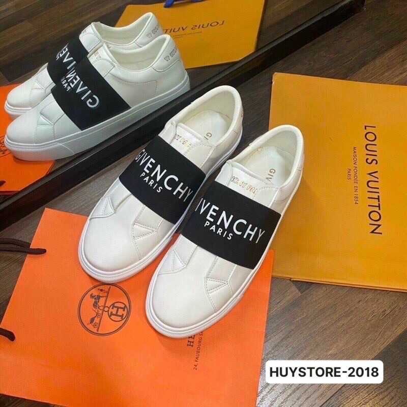 Giày Slipon GIVENCHY 2 Màu Đen - Trắng đế Cao Su - Giày Slipon Nam