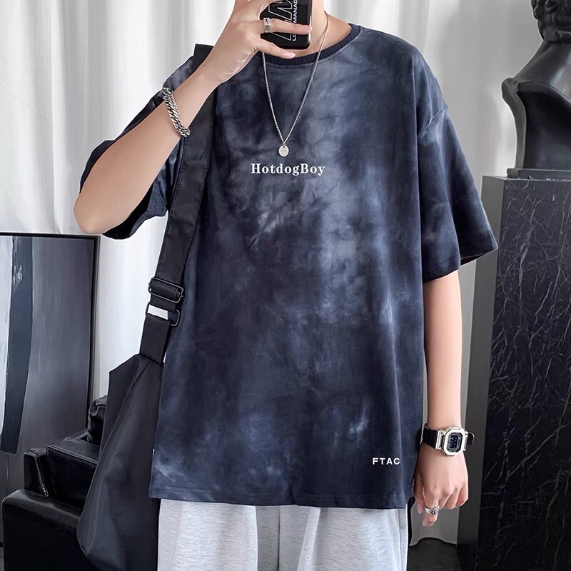 Áo thun nam T-shirt ngắn tay - hè, xu hướng ưa chuộng, Hàn Quốc, màu loang