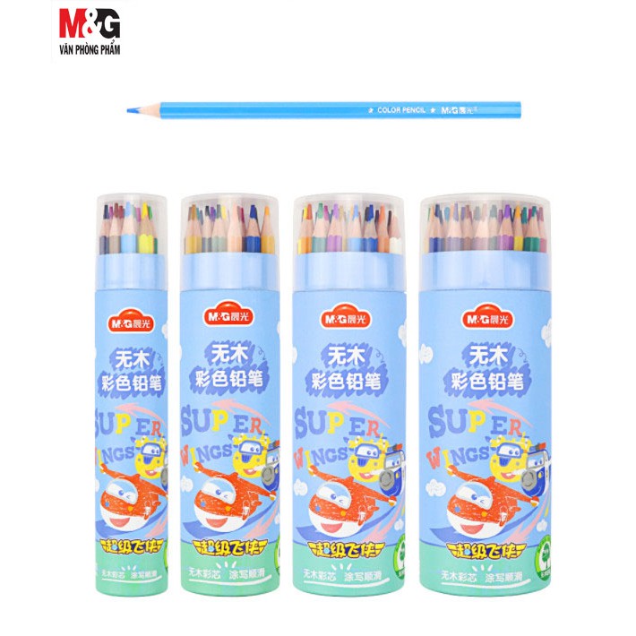 Bộ bút chì chuốt màu M&amp;G 12 màu, hộp có hình máy bay Swing JWP34347