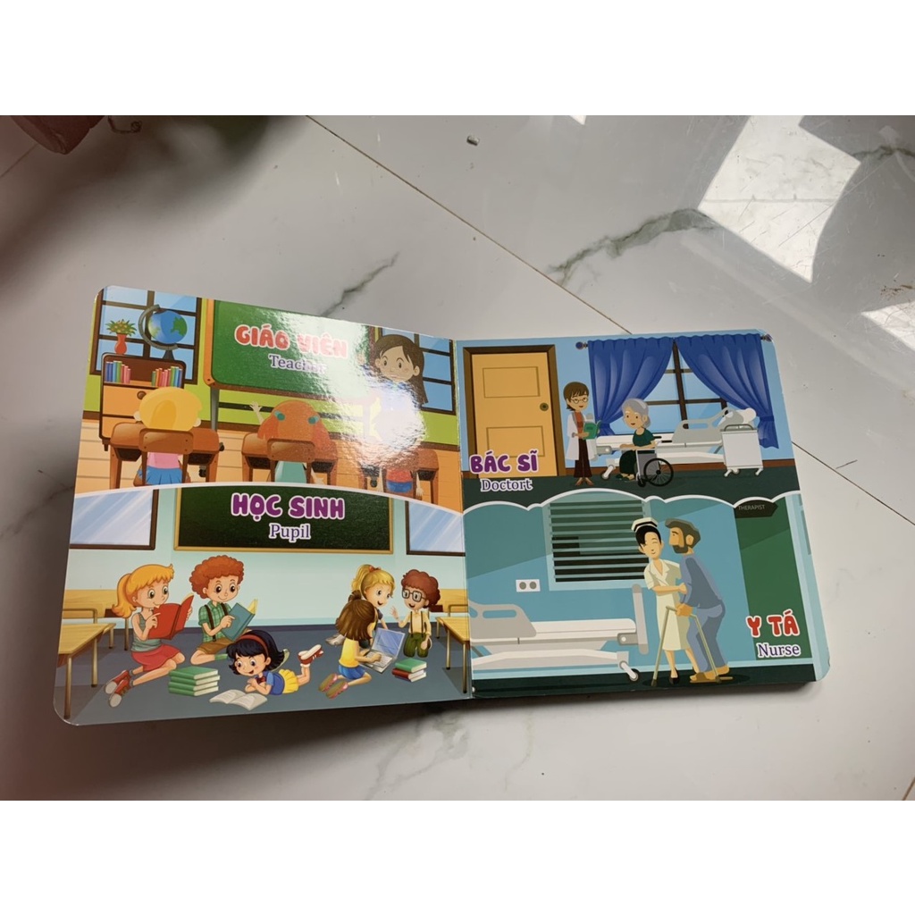 Sách - Từ Điển Tiếng Anh Bằng Hình Cho Bé - (3 Cuốn) Song Ngữ Anh - Việt Chủ Đề: Đồ Dùng, Rau - Củ - Quả, Nghề Nghiệp