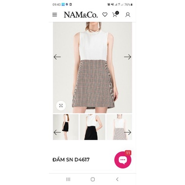 Đầm phối caro đỏ size S Nam&Co fulltag