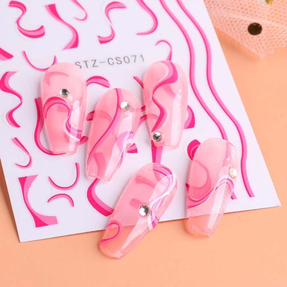 Miếng Dán Trang Trí Móng Tay Họa Tiết Kẻ Sọc / Gợn Sóng 3D Kiểu Pháp Độc Đáo DIY