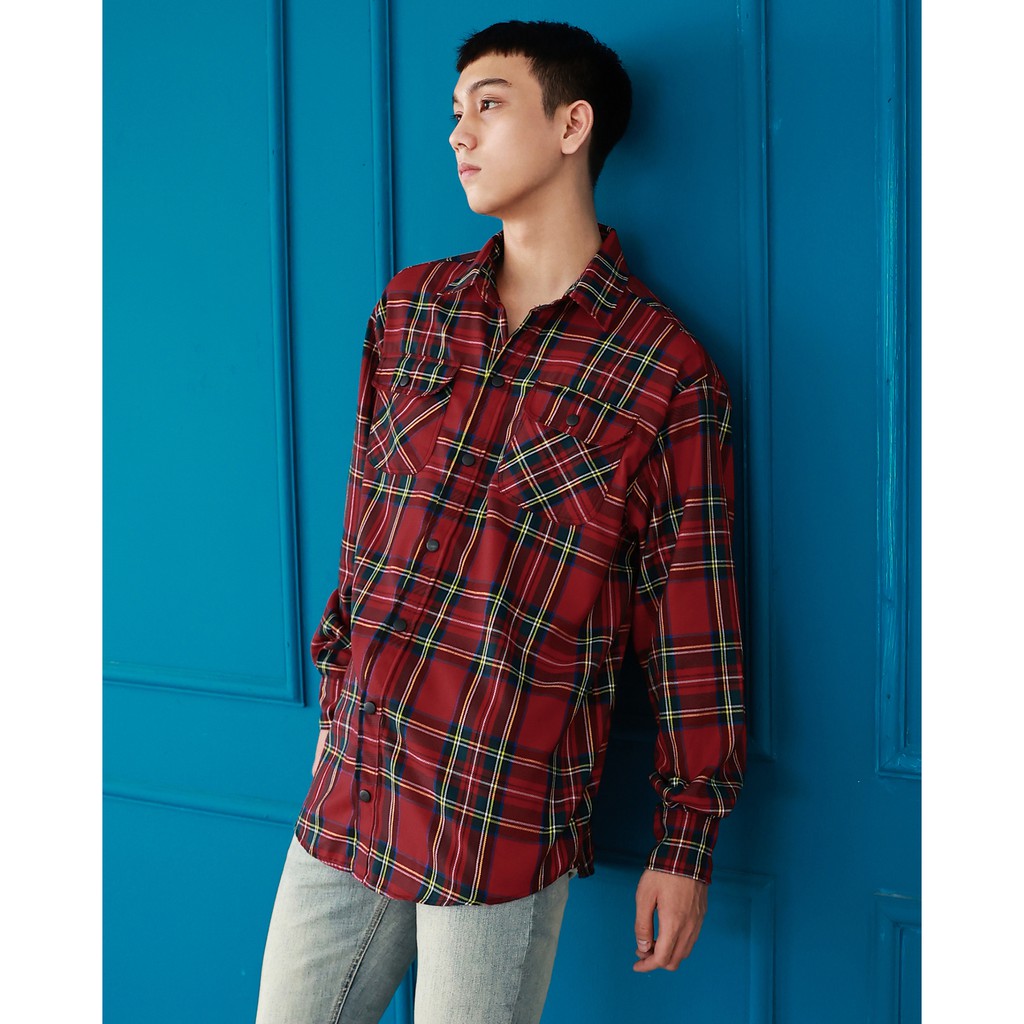 ÁO SƠ MI FLANNEL SỌC MÀU ĐỎ