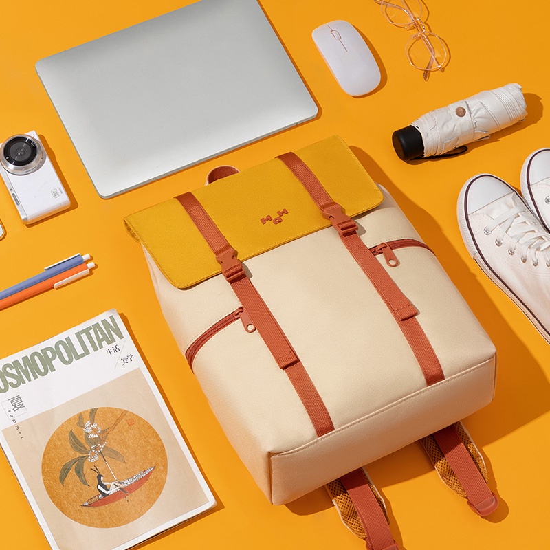 MAH Siro Ba lô nữ màu sắc tương phản Ba lô máy tính xách tay phong cách Anh Túi xách tay đi học