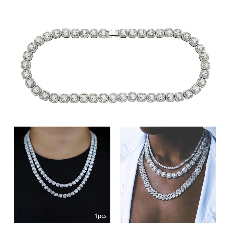 Vòng cổ Mặt Vuông Đính Đá Lấp Lánh Fenteer1