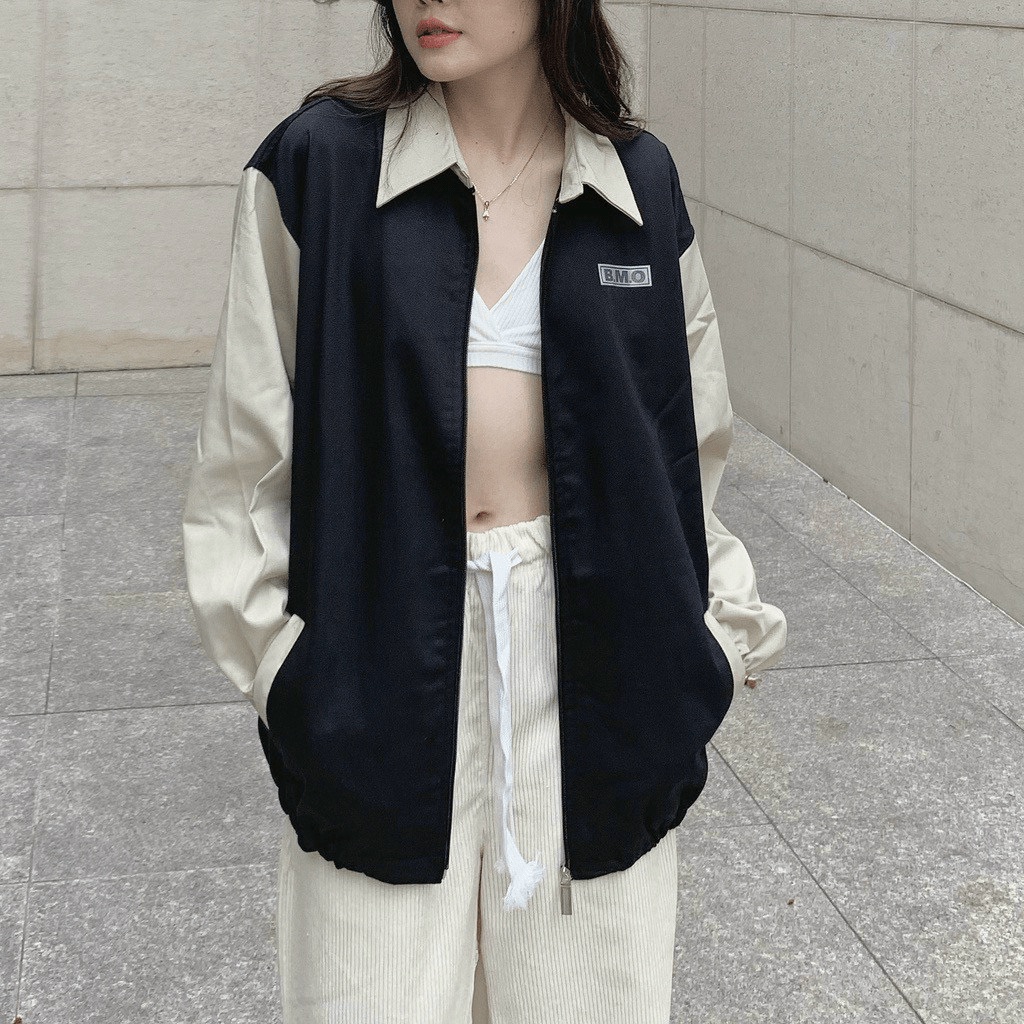 ÁO KHOÁC KAKI NAM NƯC QUỐC DÂN CỔ BẺ THÊU BMO TAY PHỐI RẮP LĂNG