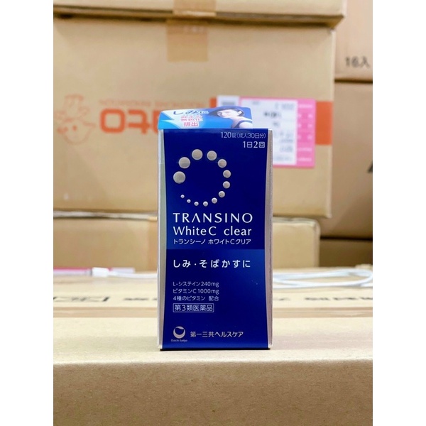 Viên uống trắng da Transino 120 viên WhiteC Clear Nhật Bản (Transino xanh 120v)