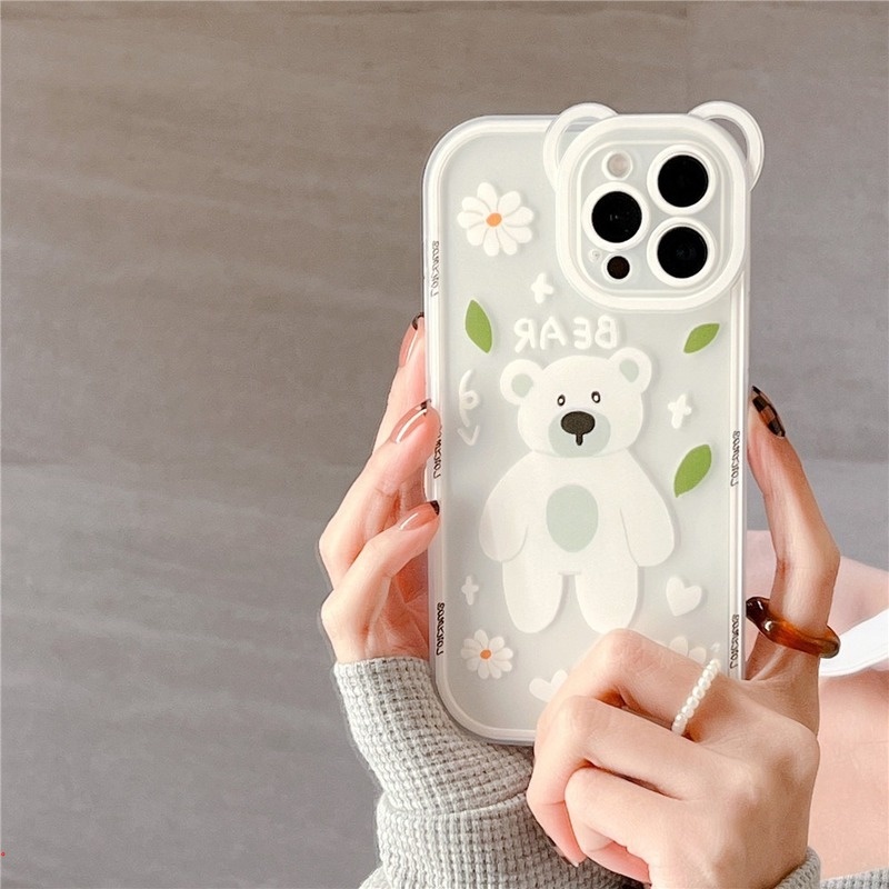 Ốp Điện Thoại Dẻo Trong Suốt Họa Tiết Hoạt Hình Chú Gấu Vui Nhộn Cho iPhone 11 12 13 Pro MAX X XR XS MAX 6 7 8 Plus