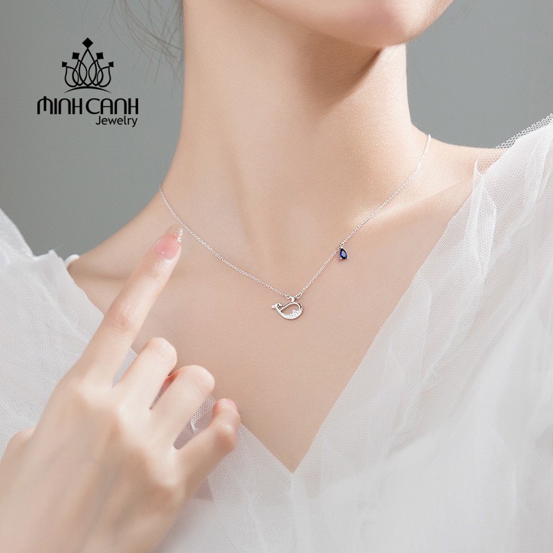 Dây Chuyền Cá Voi Mix Đá Xanh Bạc Ý S925 Minh Canh Jewelry