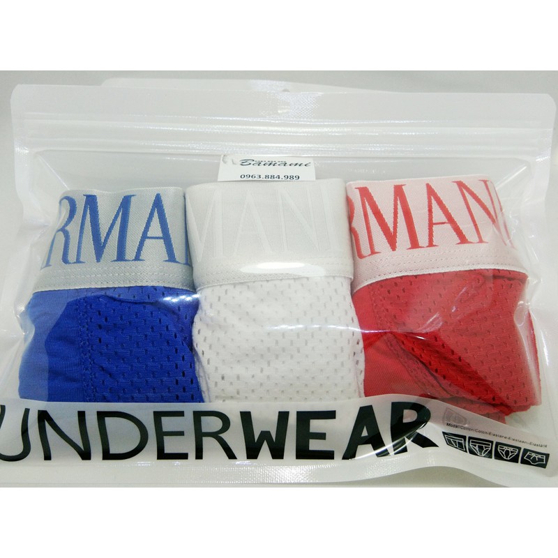 Combo 3 quần boxer thông hơi E.02 nhiều màu sắc cho anh em