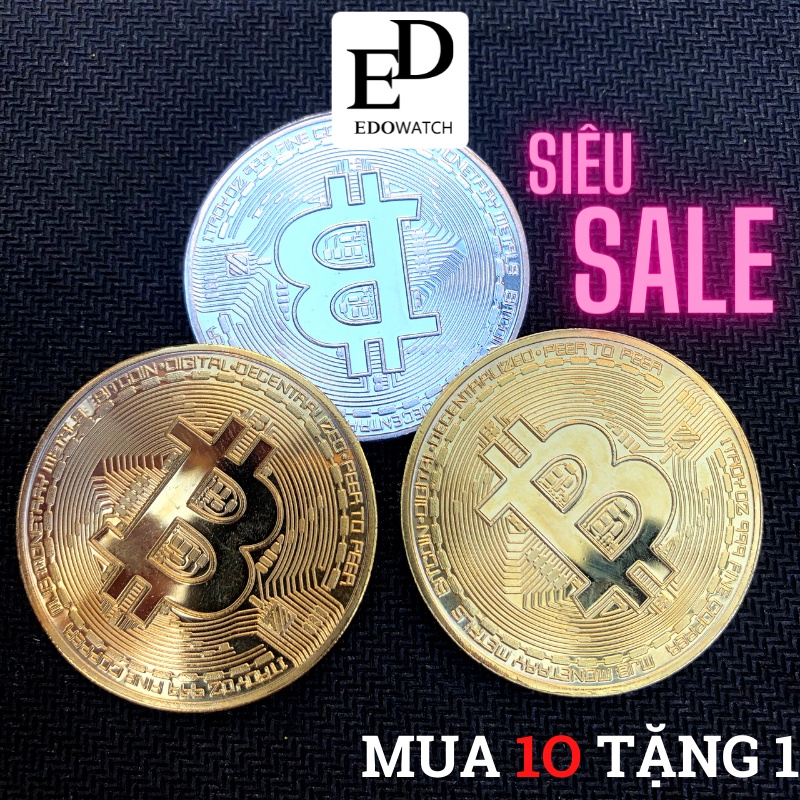 Đồng Xu Bitcoin mạ vàng 24k , bạc chất mạ sáng, bền màu làm đồ lưu niệm, trang trí, vật phẩm phong thủy may mắn