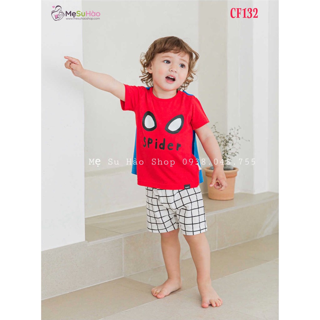 Bộ ngắn tay bé trai mẫu Siêu Nhân Spider rất xinh hãng Cordi_i , cotton 100%