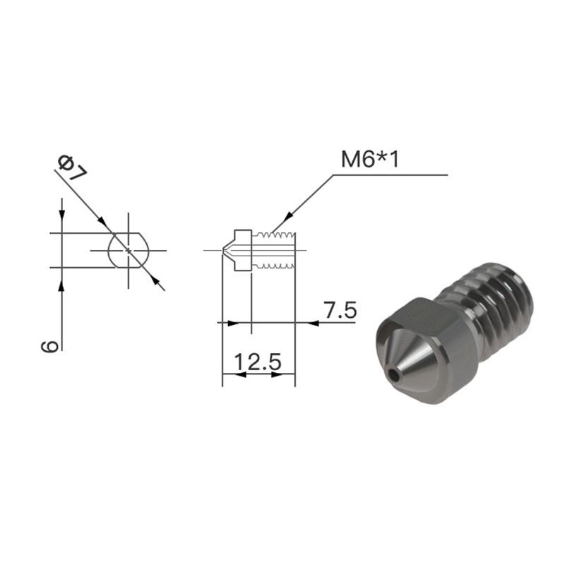 Vòi Phun V6 Bằng Thép Carbon Chất Lượng Cao Cho Máy In 3d Pei Peek E3D Titan Aero