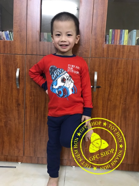 Bộ dài tay cotton len bé trai 8-21 kg( hình thật )